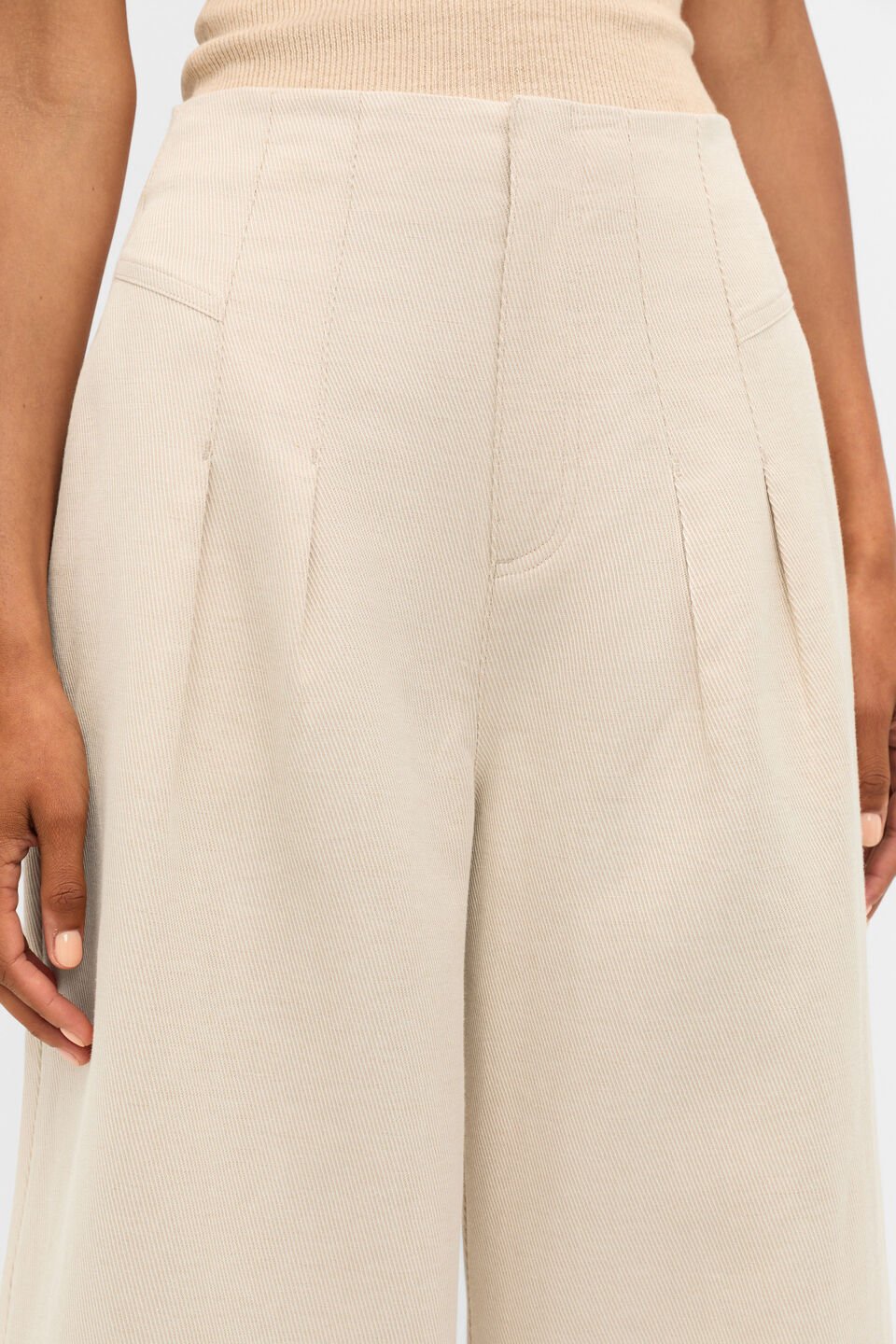 Twill High Waist Pant  Ecru