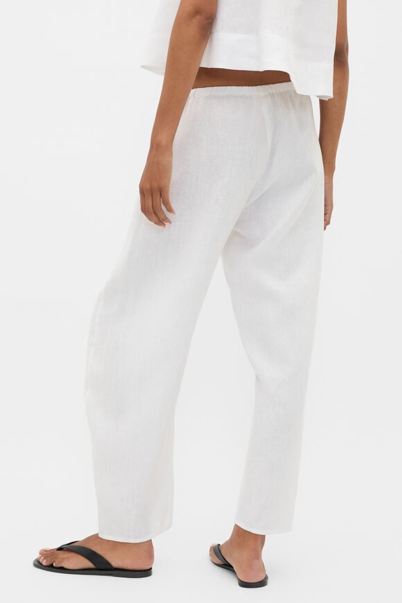 Linen Barrel Leg Elasticated Pant  Whisper White  hi-res