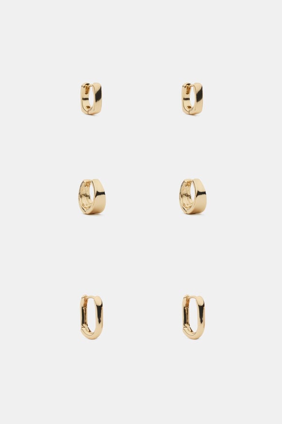 Rounded Earring Set  Gold  hi-res