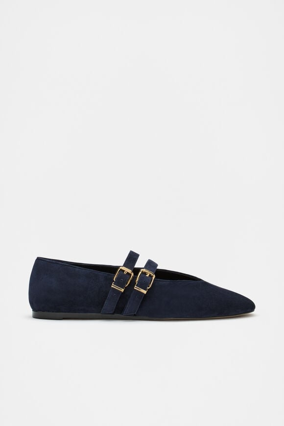 Astrid Suede Double Strap Ballet Flat  Twilight Blue Suede  hi-res
