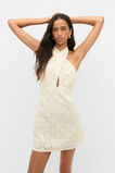 Tile Embroidery Halter Mini Dress  Coconut Cream  hi-res