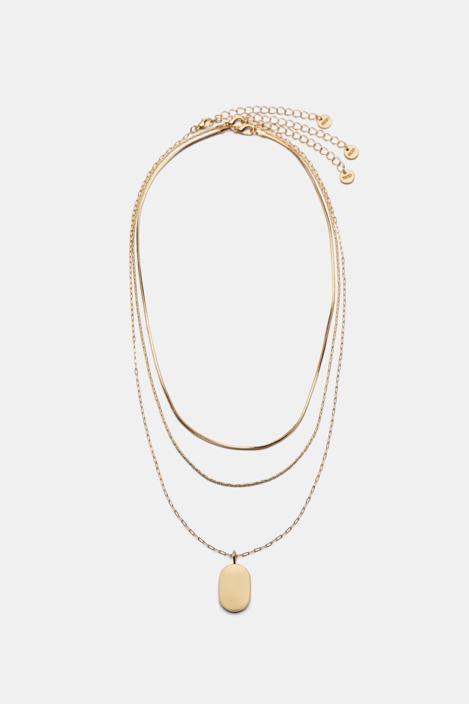 Rounded Pendant Necklace Set  Gold