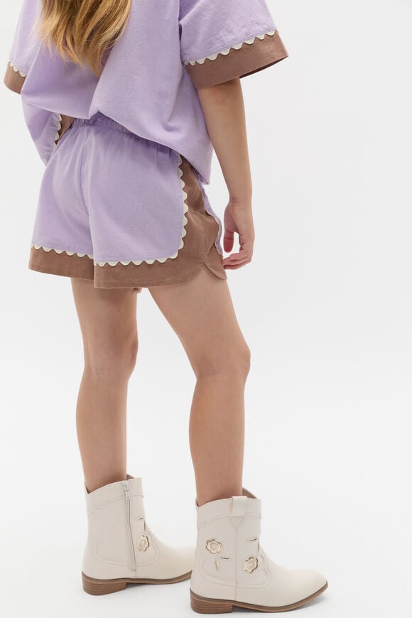 Spliced Embroidered Short  Lavender  hi-res