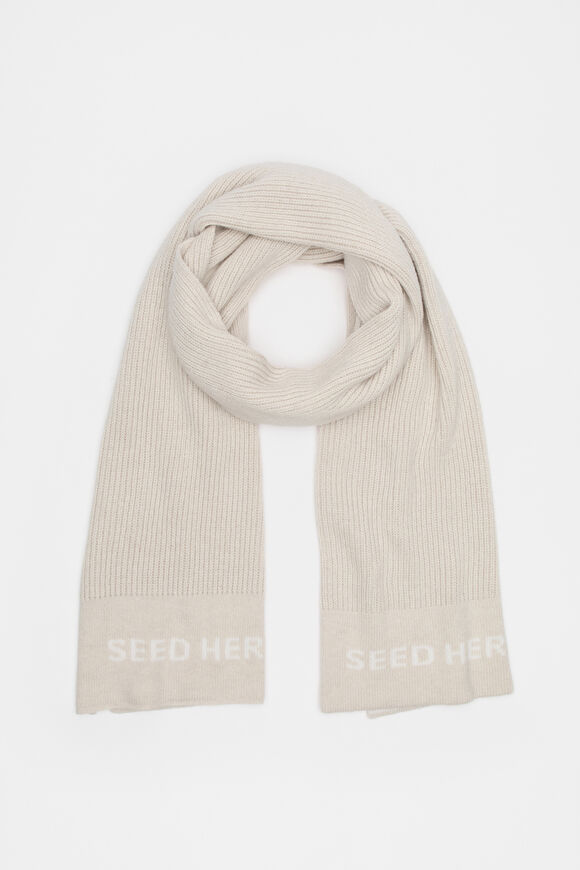 Rib Knit Logo Scarf  Oat Marle  hi-res