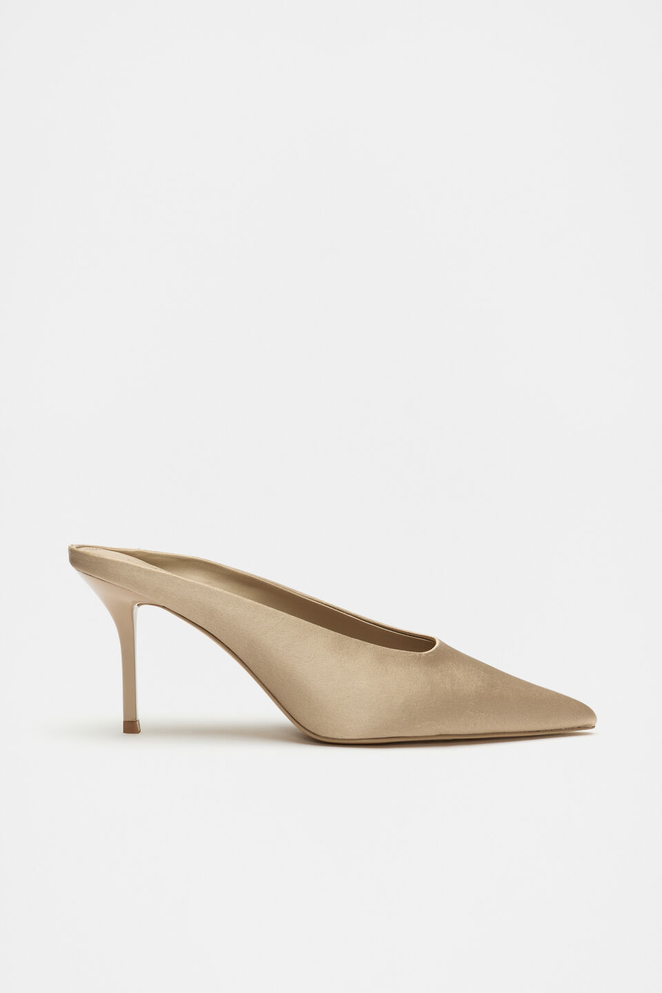 Aisha Satin Heeled Mule  Rye