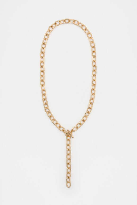 Textured Chain Necklace  Gold  hi-res