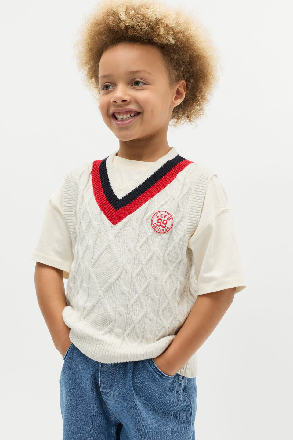 Cable Vest  Light Grey Marle