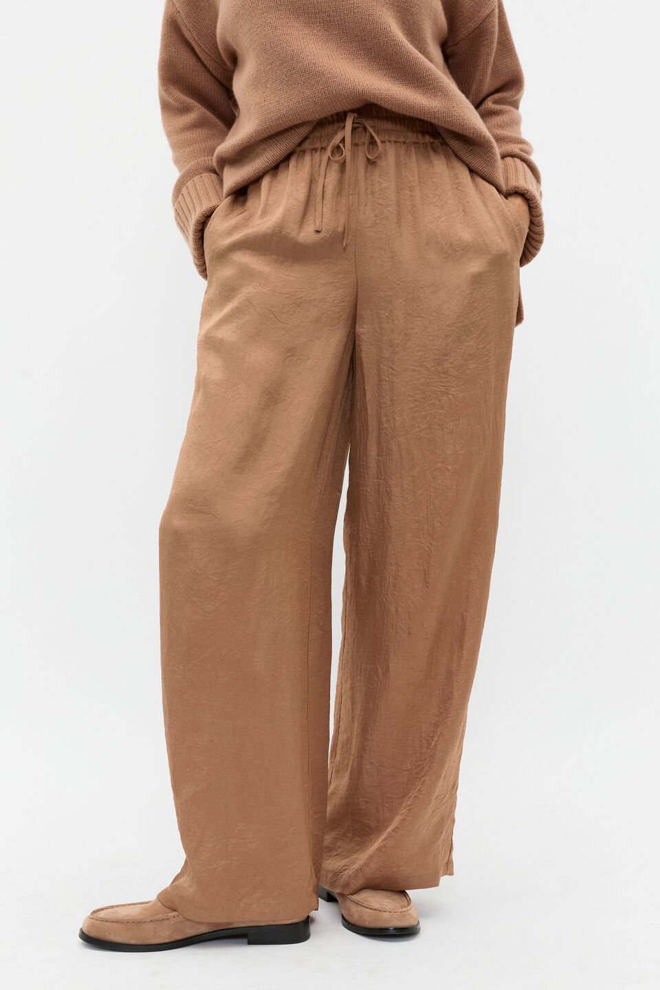Textured Satin Pant  Amaretto