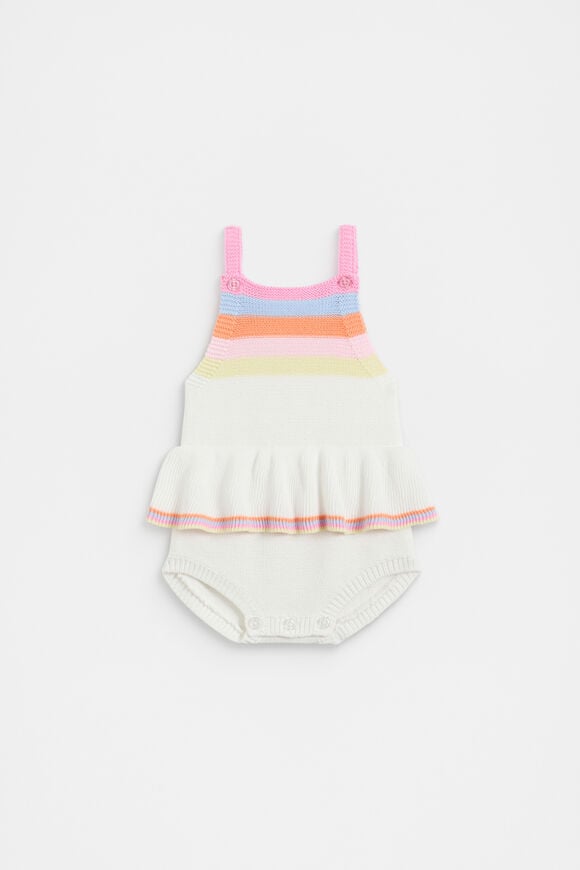 Stripe Knit Romper  Canvas  hi-res