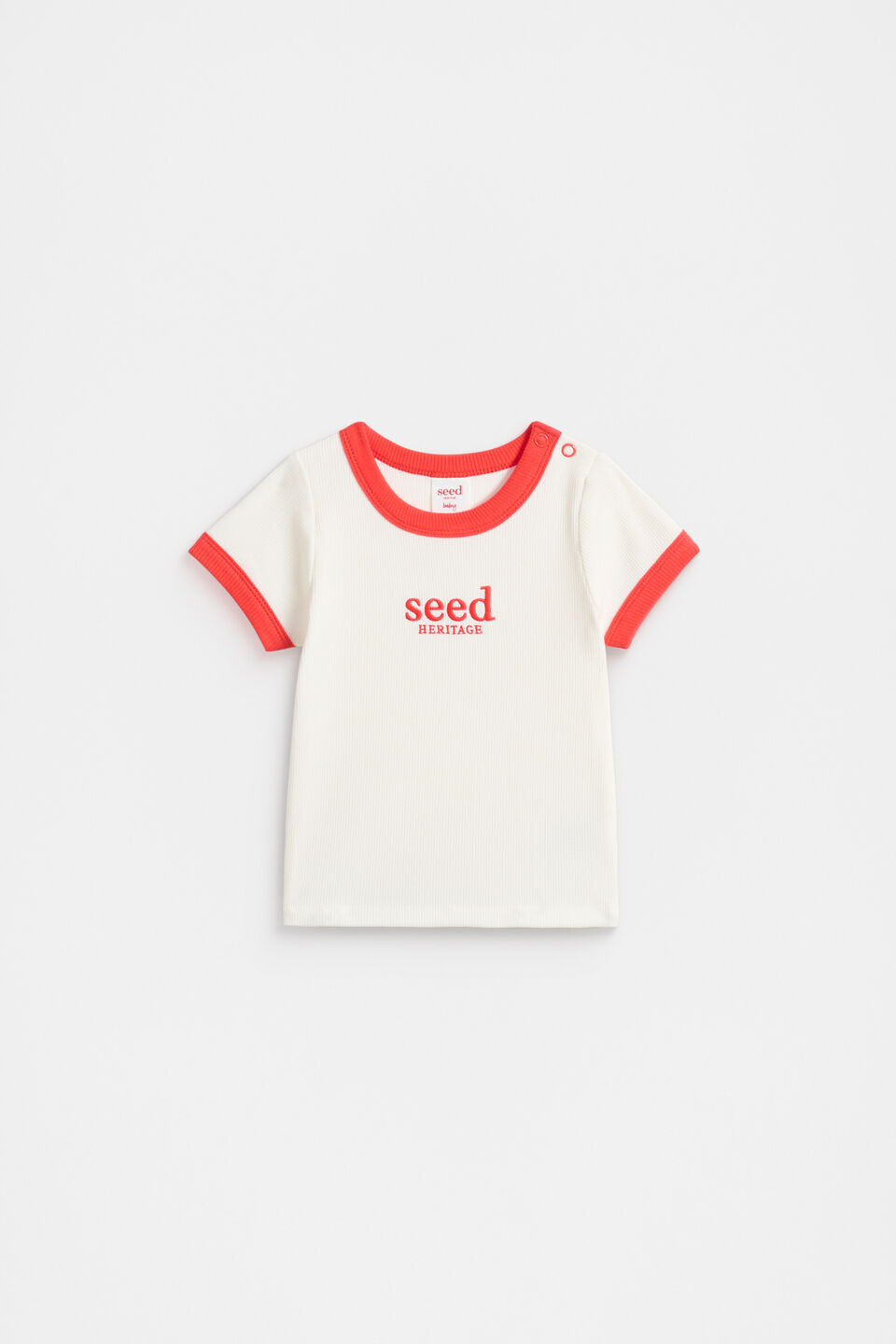 Core Rib Logo Tee  Strawberry Red