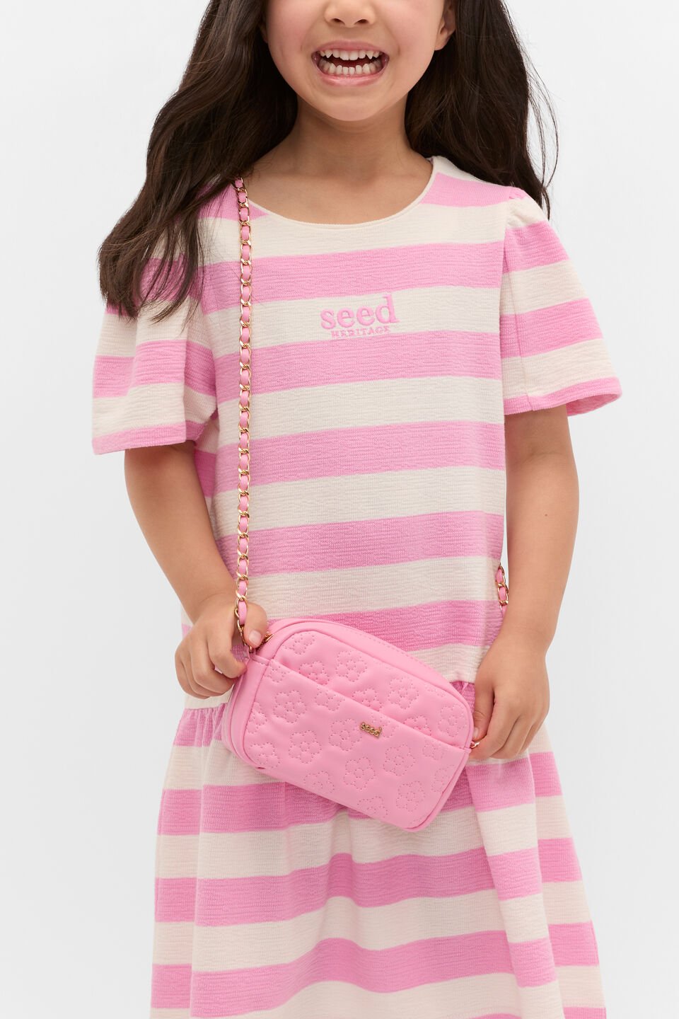 Quilted Flower Bag  Candy Pink