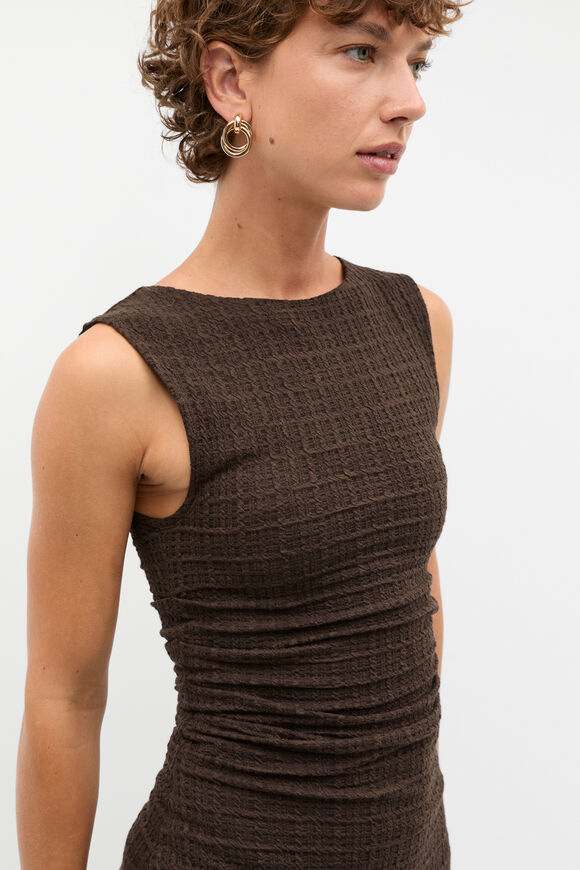 Textured Gathered Maxi Dress  Dark Espresso  hi-res