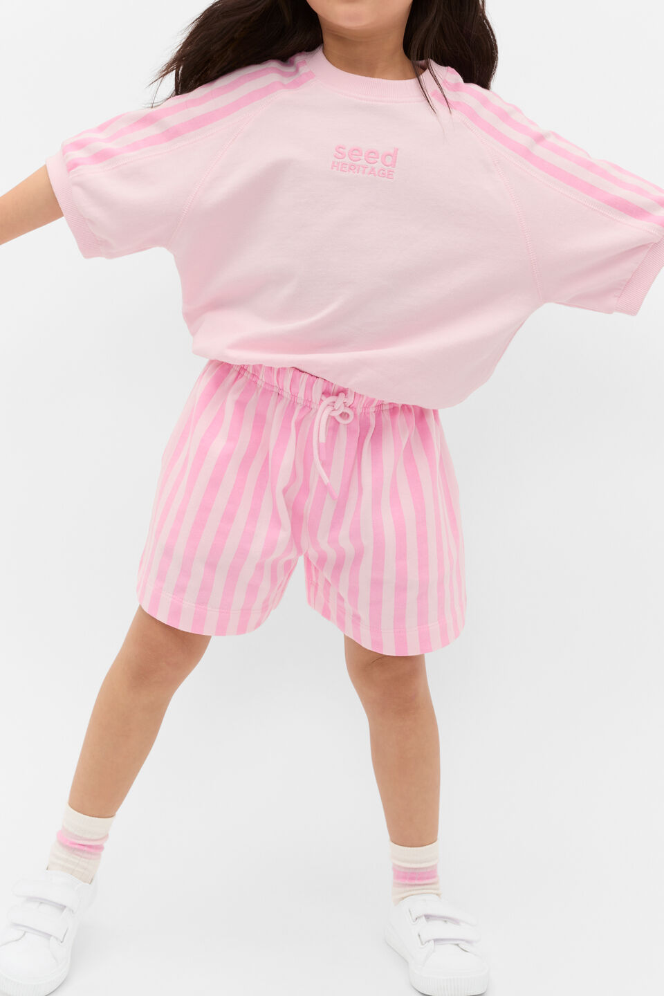 Stripe Track Short  Candy Pink