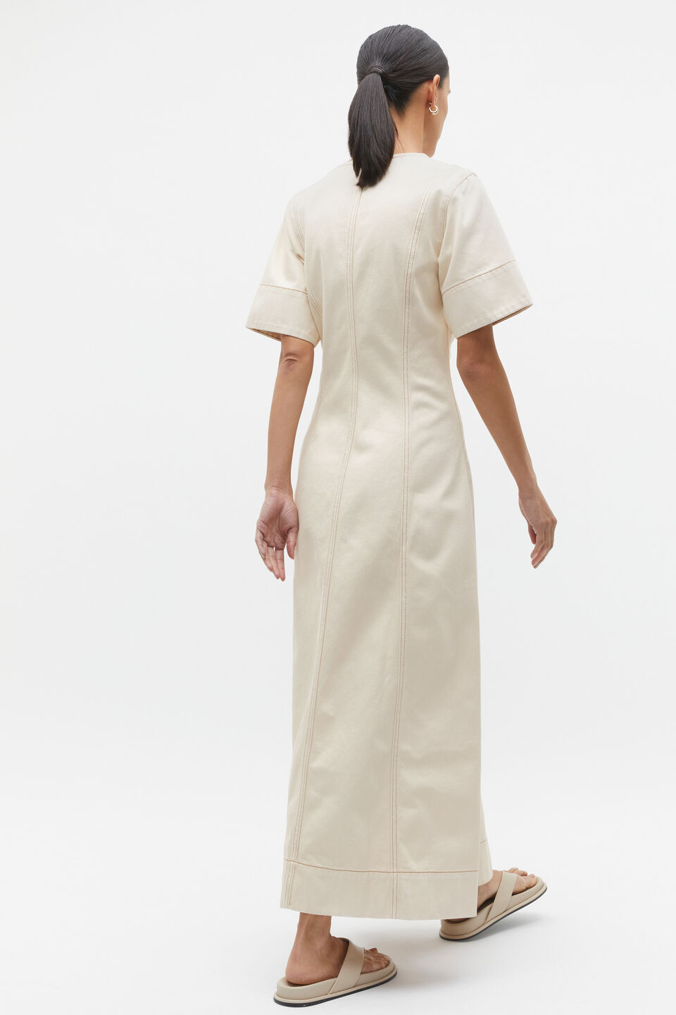 Denim Panelled Midi Dress  Frappe