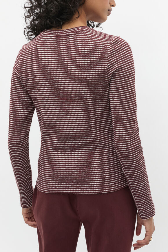 Self Stripe Textured Top  Merlot Stripe  hi-res