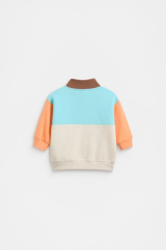Colourblock Snap Sweat  Ocean Blue  hi-res