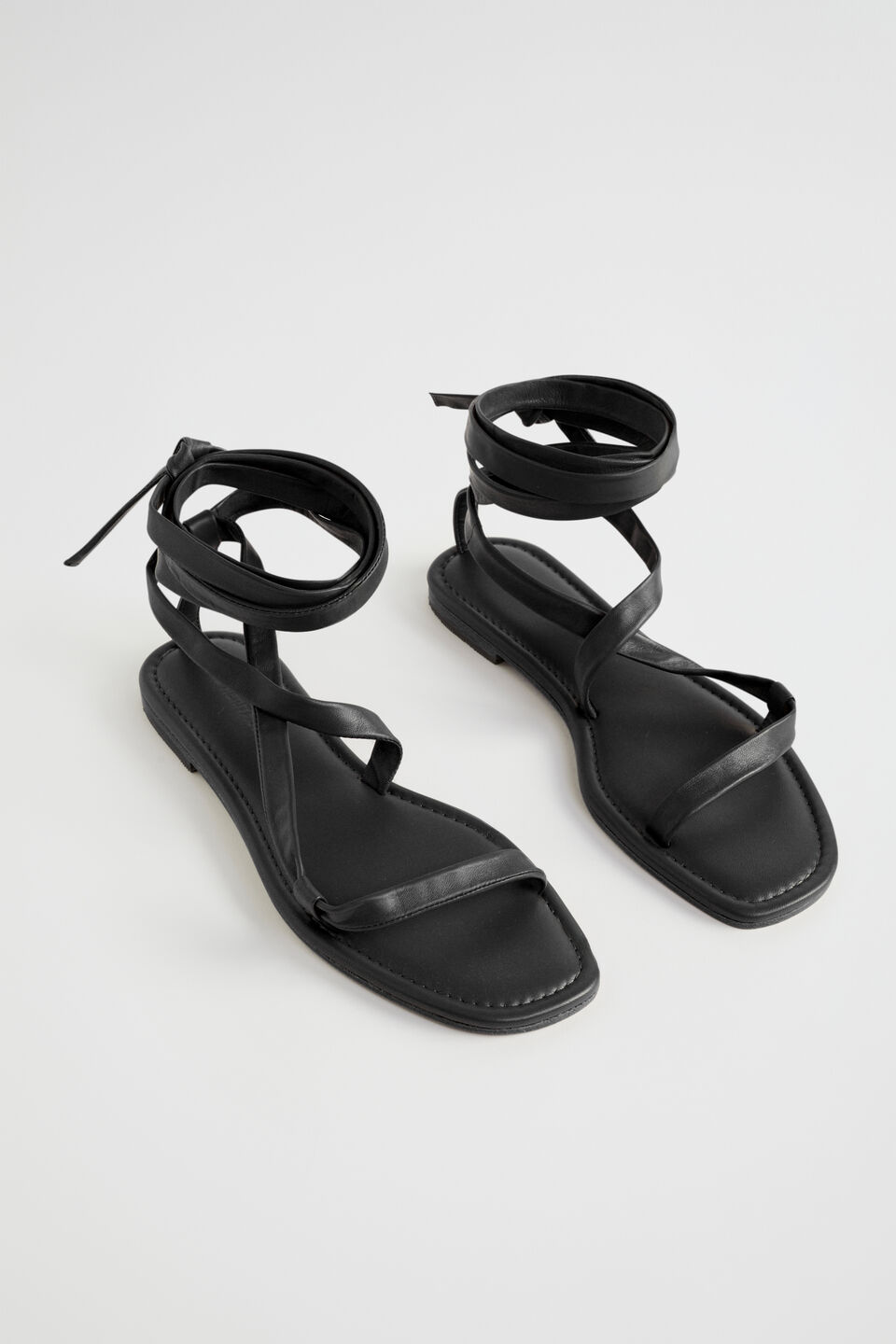 Nicole Leather Tie Up Sandal  Black