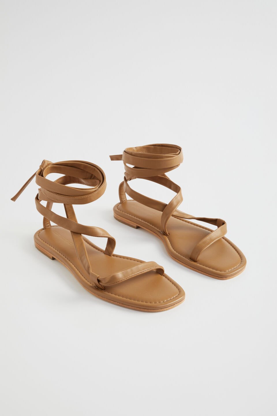 Nicole Leather Tie Up Sandal  Caramel