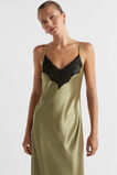 Satin Lace Trim Slip Dress  Pistachio  hi-res