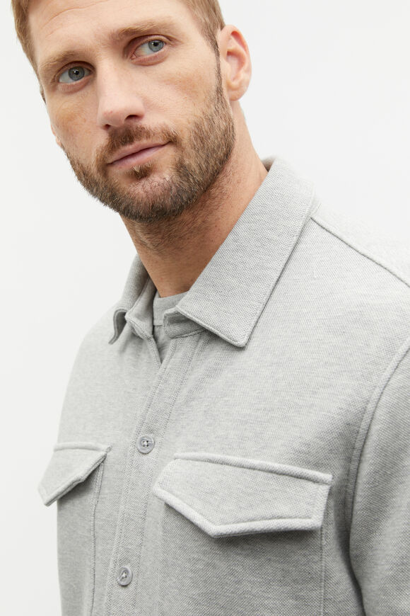 Pique Knit Overshirt  Silver Marle  hi-res