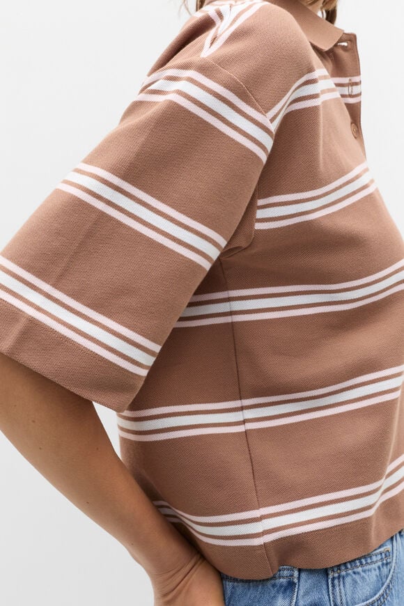 Stripe Boxy Polo  Nutmeg Stripe  hi-res