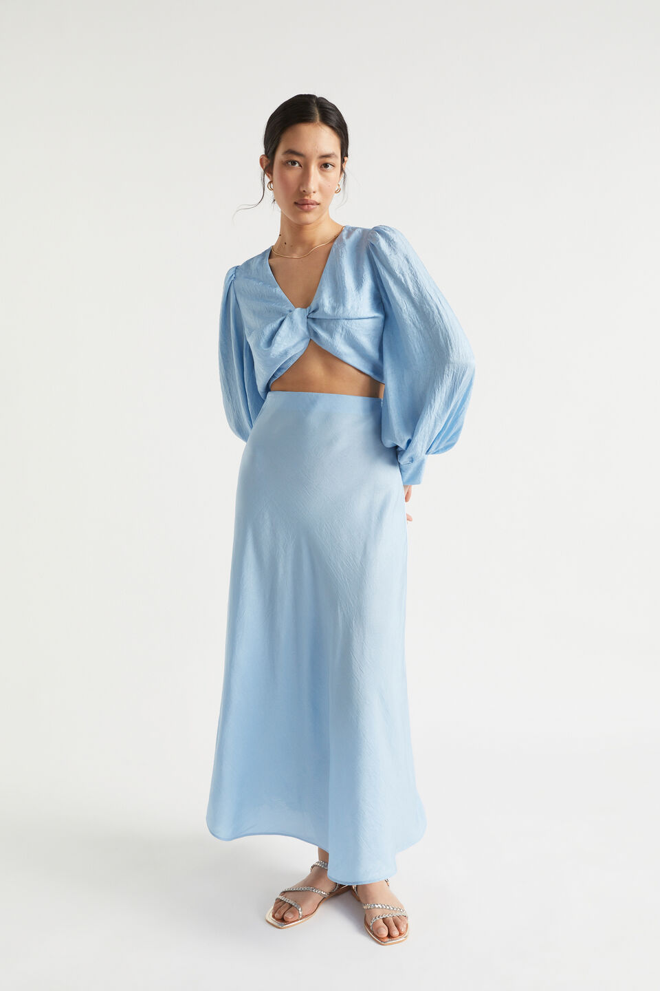 Satin Twist Top  Bluebell