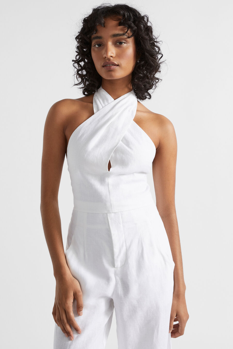Linen Halter Top  Whisper White