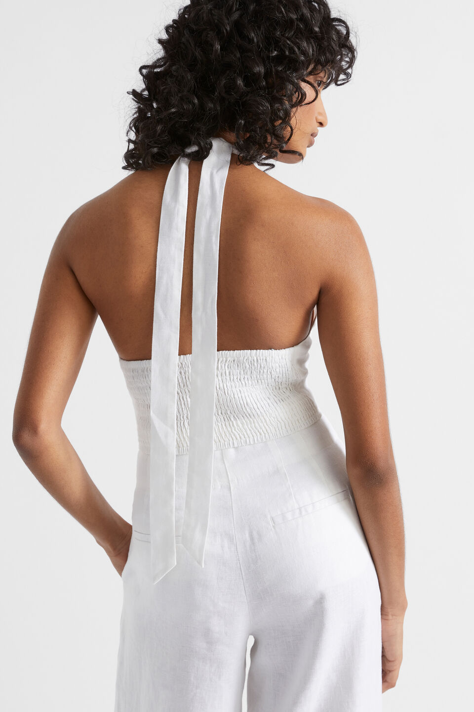 Linen Halter Top  Whisper White