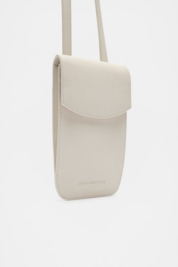 Leather Crossbody Phone Bag  Cream  hi-res