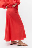 Linen Panel Insert Midi Skirt  Strawberry Red  hi-res