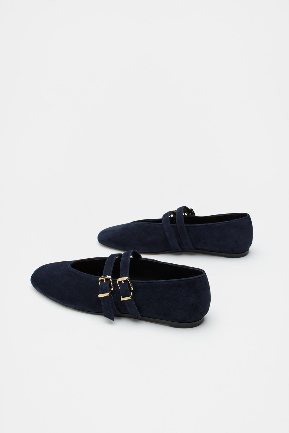 Astrid Suede Double Strap Ballet Flat  Twilight Blue Suede