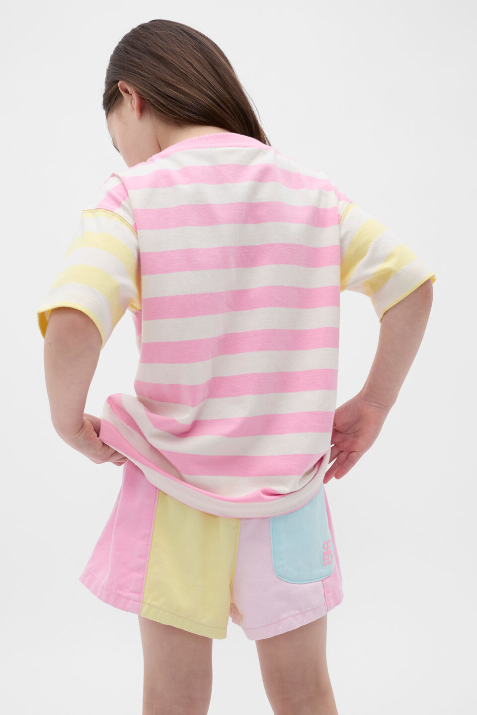 Stripe Colourblock Logo Tee  Candy Pink Stripe