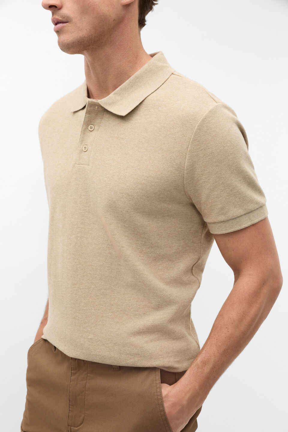 Textured Polo  Dark Stone