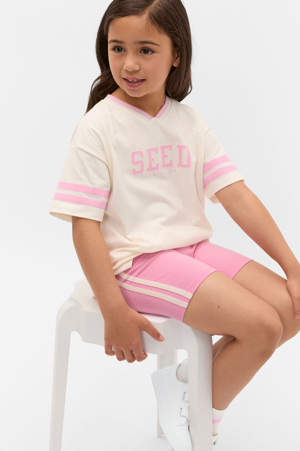 Sports Stripe Logo Tee  Classic Cream