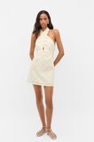 Tile Embroidery Halter Mini Dress  Coconut Cream  hi-res