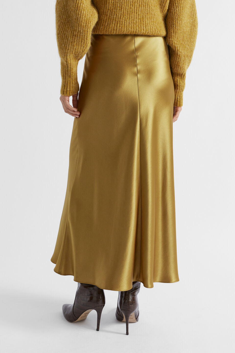 Satin Swing Skirt  Honey Gold