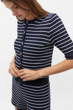 Stripe Rib Knit Short Sleeve Cardigan  Midnight Sky Stripe  hi-res