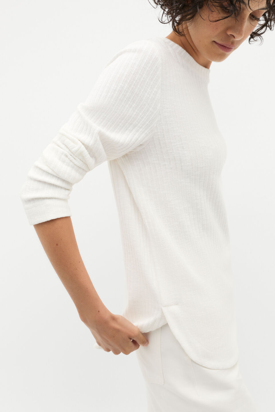 Textured Long Sleeve Top  Cloud Cream Twist