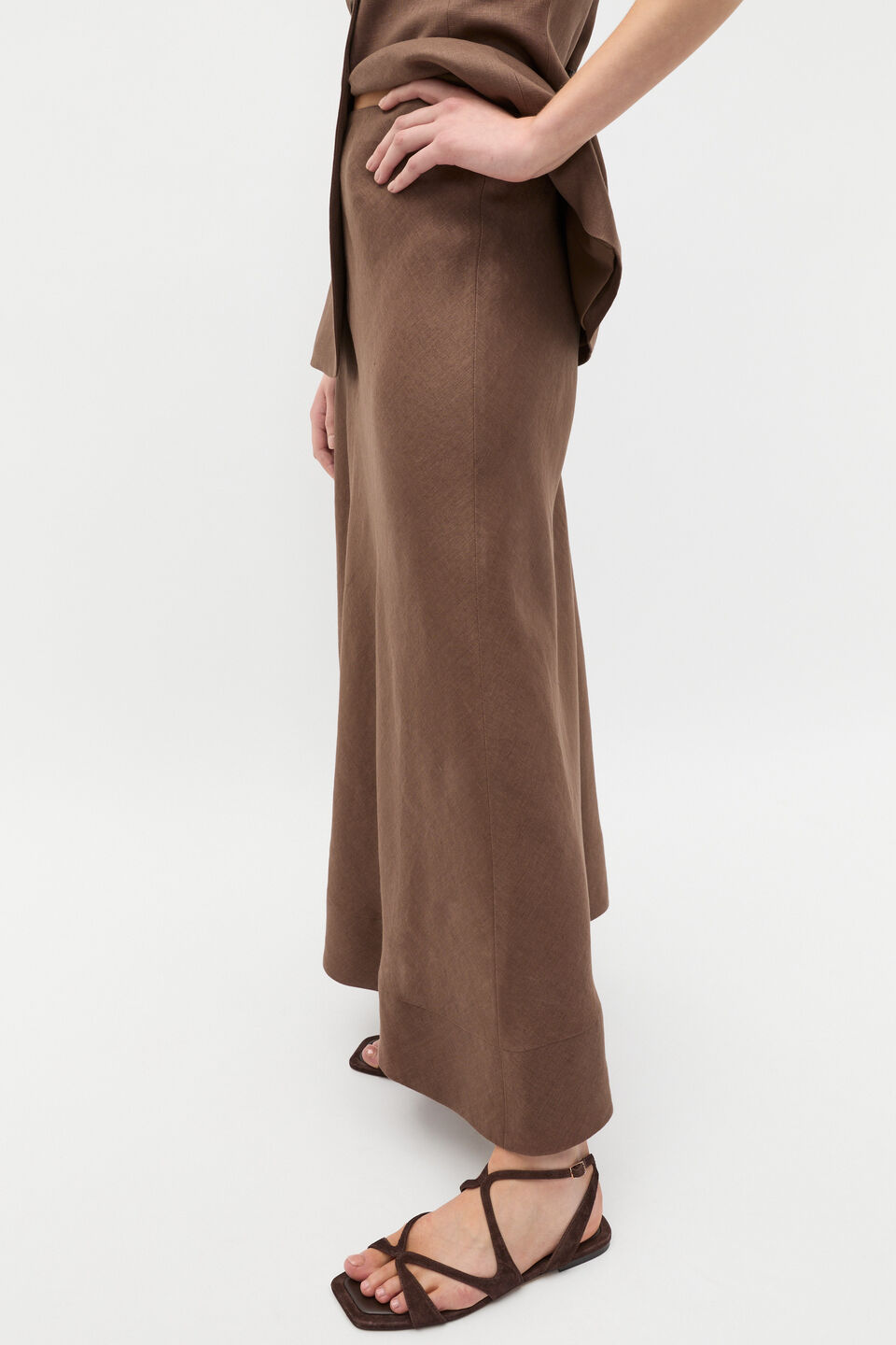 Core Linen Seam Front Skirt  Pinecone