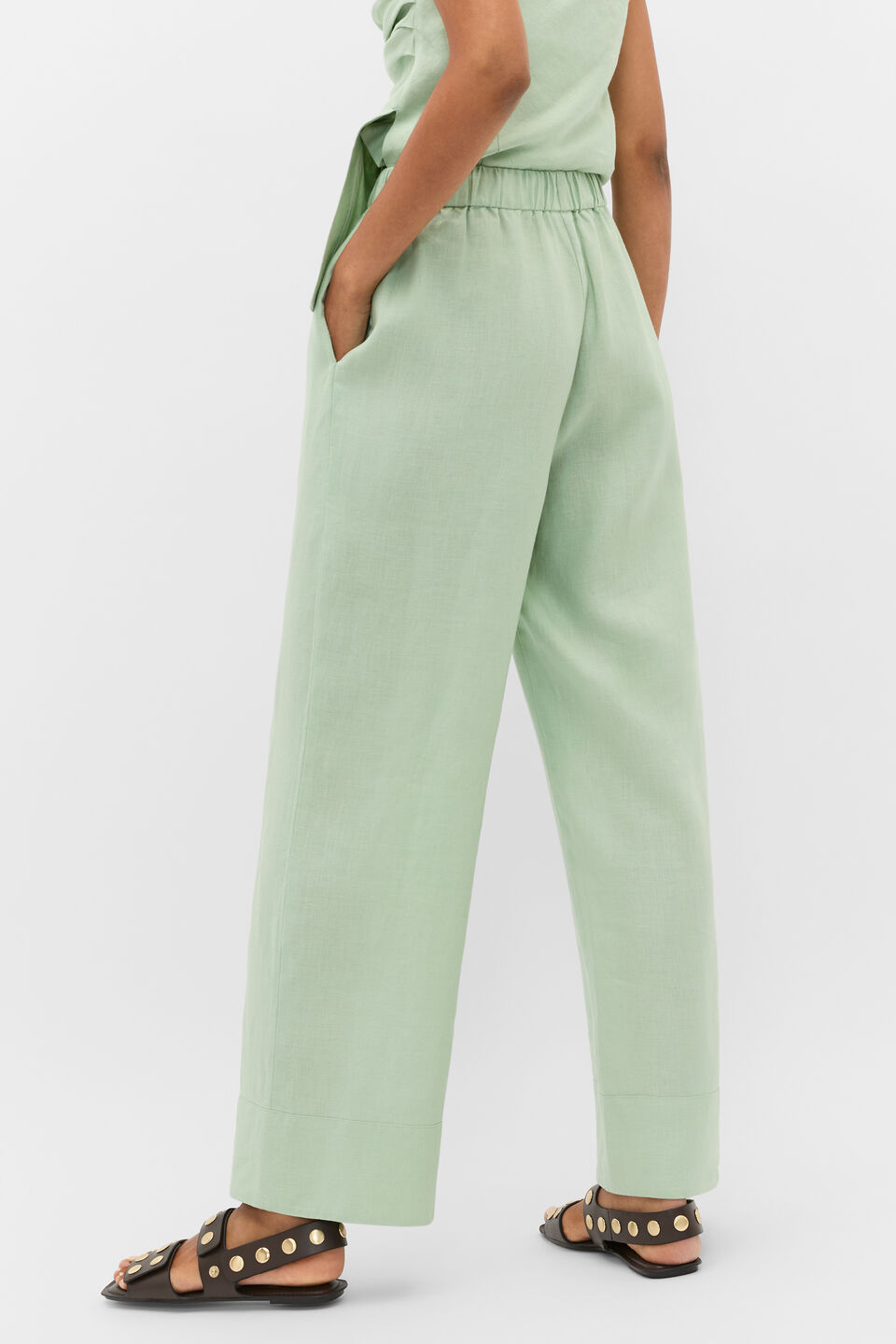 Core Linen Casual Tie Pant  Eucalyptus