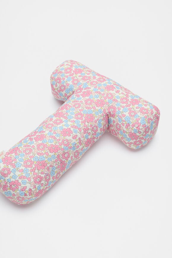 Ditsy Floral Initial Cushion  T  hi-res