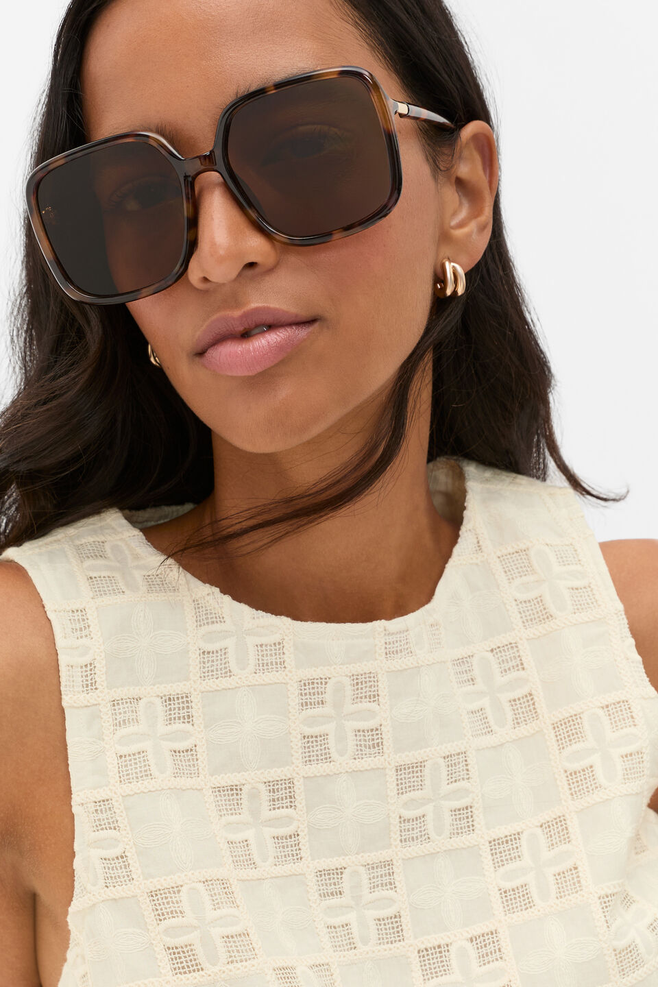Jess Oversized Sunglasses  Dark Tort