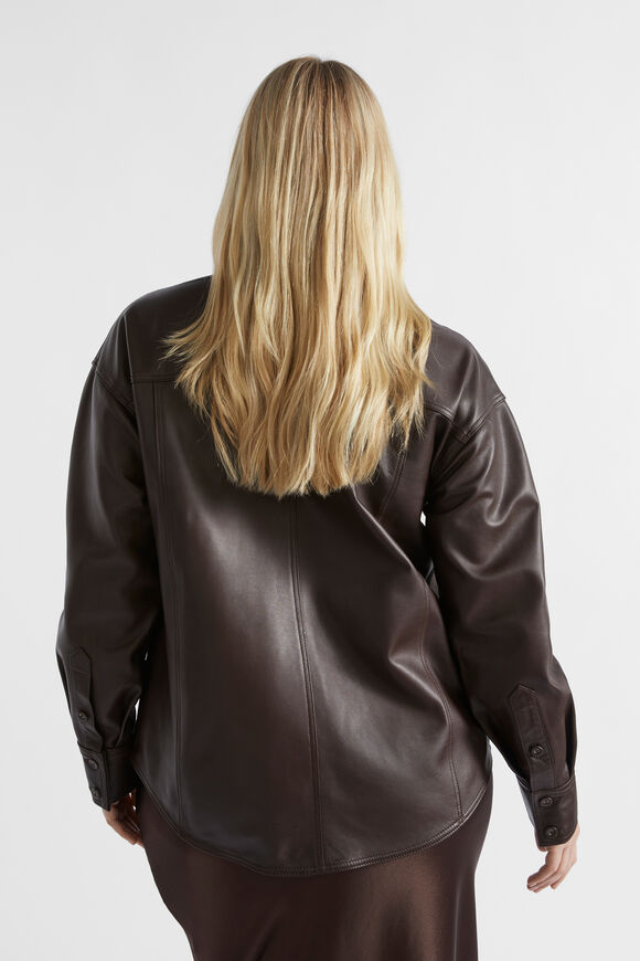 Leather Overshirt  Dark Espresso  hi-res