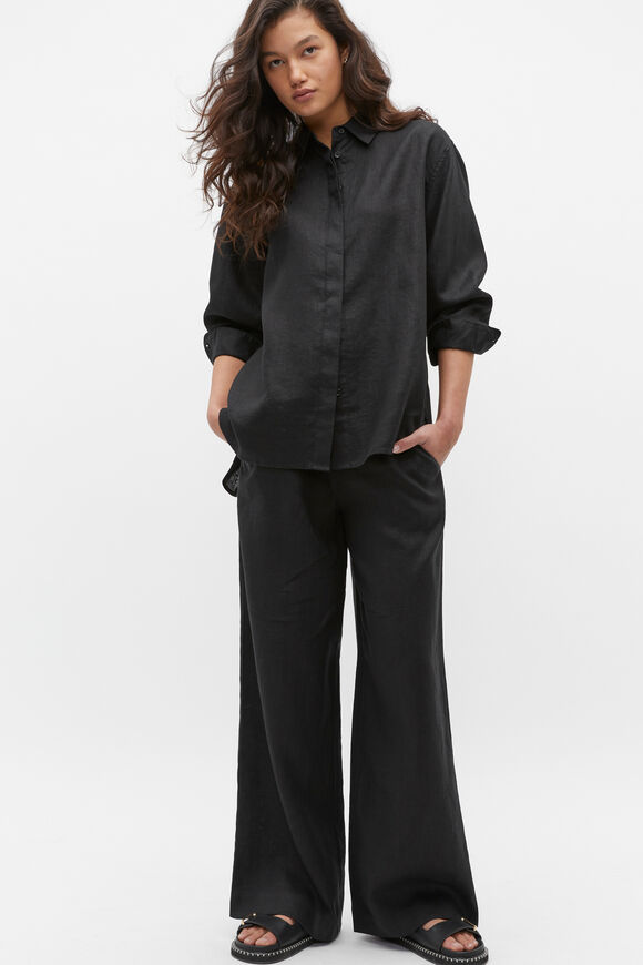 Core Linen Boyfriend Shirt  Black  hi-res