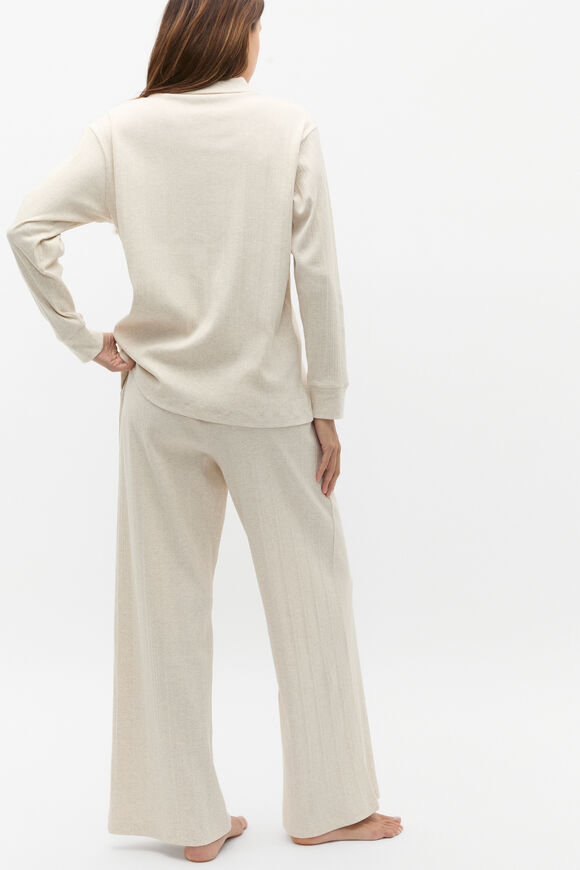 Vertical Rib Shirt and Pant Set  Oat Marle  hi-res