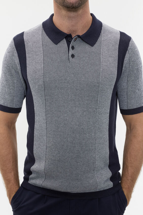 Micro Stripe Knit Polo  Midnight Blue Stripe  hi-res