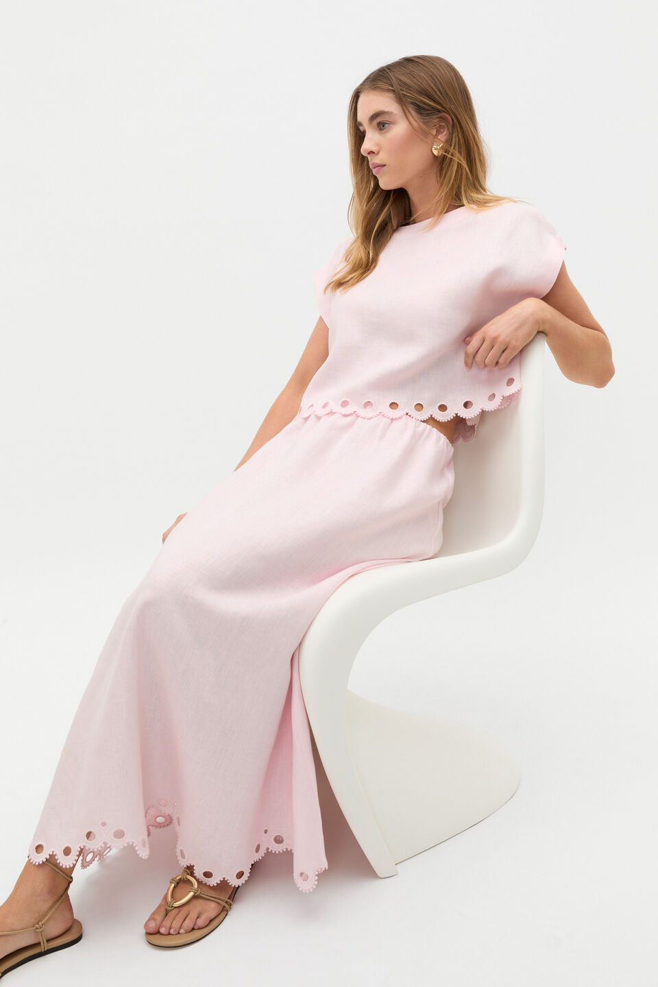 Linen Embroidered Tee  Primrose