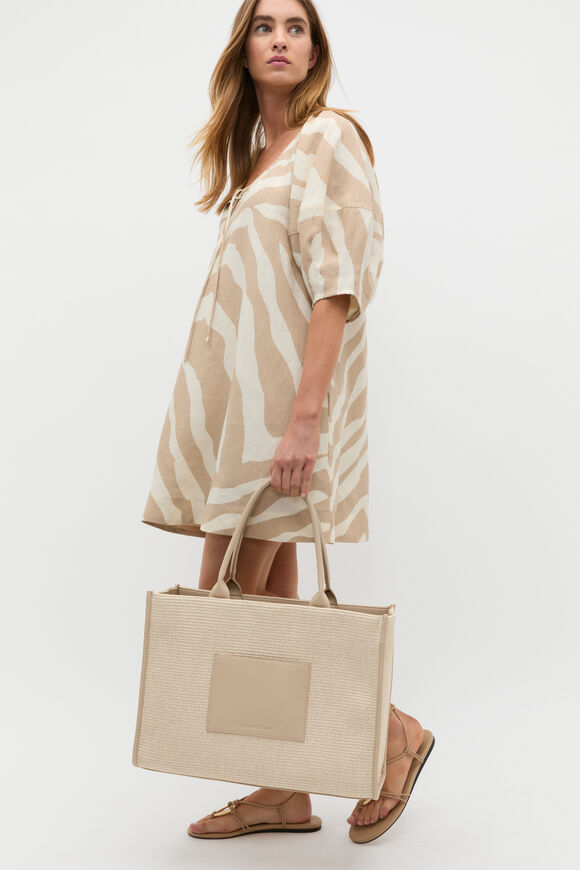 Structured Woven Tote  Iced Latte  hi-res