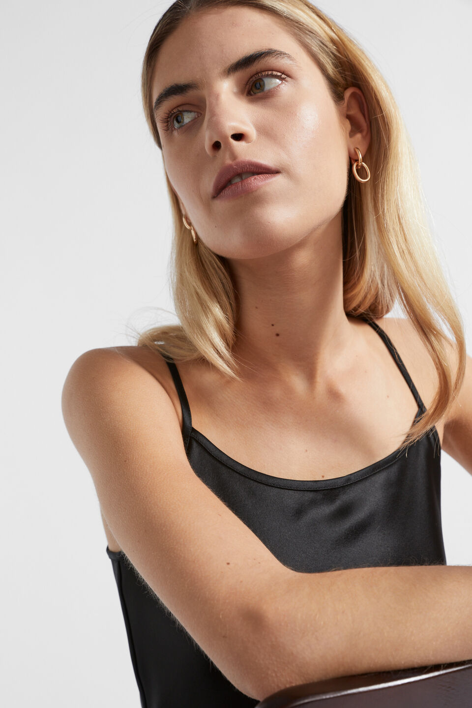 Satin Maxi Slip Dress  Black