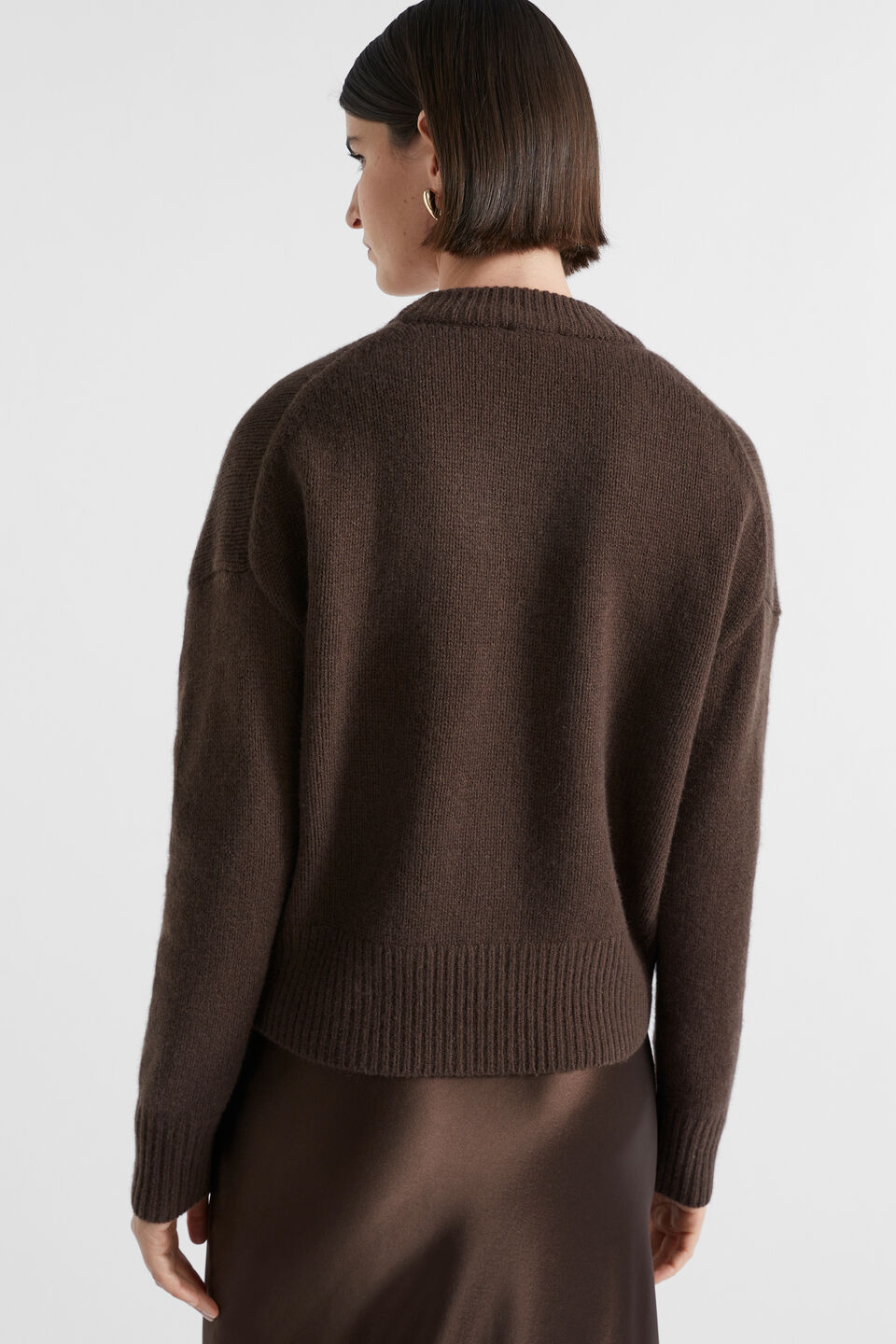 Merino Wool Pocket Cardigan  Dark Espresso